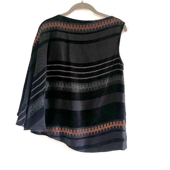 Zero + Maria Cornejo Luxe Stripe Asymmetrical Top in Black/Silver/Bronze - Picture 6 of 12